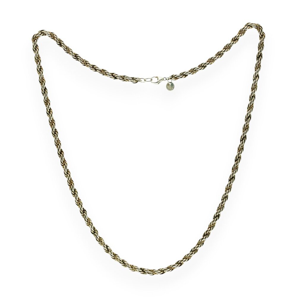 Auth Tiffany & Co. 18K Gold & 925 Silver 4.5 mm Rope Chain Necklace Size 22"